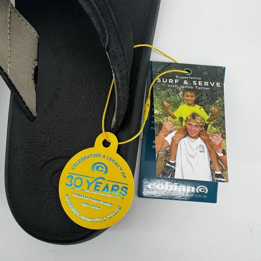 Cobian DRT Salt & Light Flip Flop Sandals Black Leather Men's Size 9